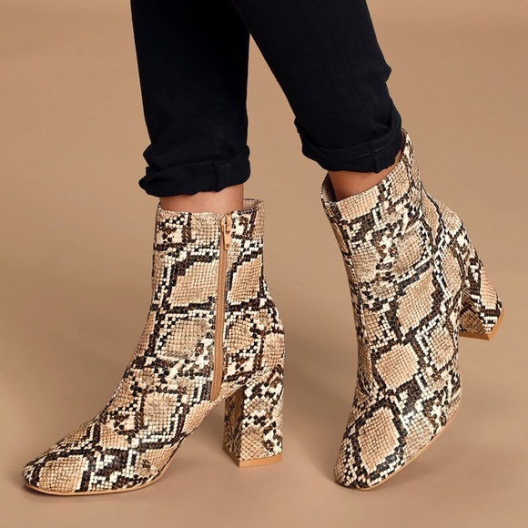 Lulus Shoes - Lulu’s snake skin block heel booties